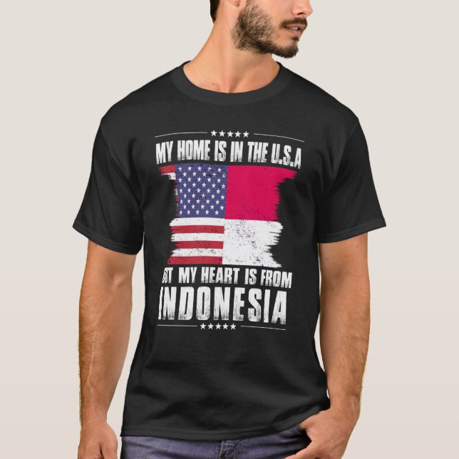 Camiseta Patriota indonesio-estadounidense crece orgulloso  (Anverso)
