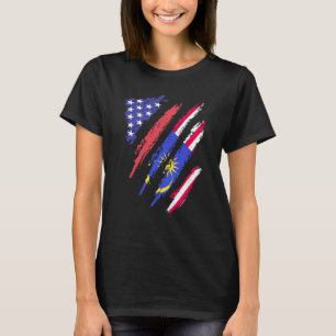 Camiseta Patriota Malasio Americano Corazón Crece Franja de