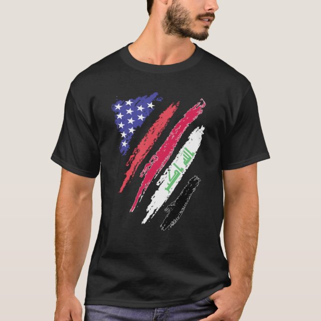 Camiseta Patriota norteamericano iraquí crece la bandera de (Anverso)
