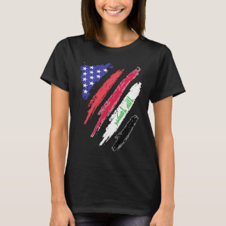 Camiseta Patriota norteamericano iraquí crece la bandera de