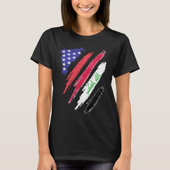 Camiseta Patriota norteamericano iraquí crece la bandera de (Anverso)