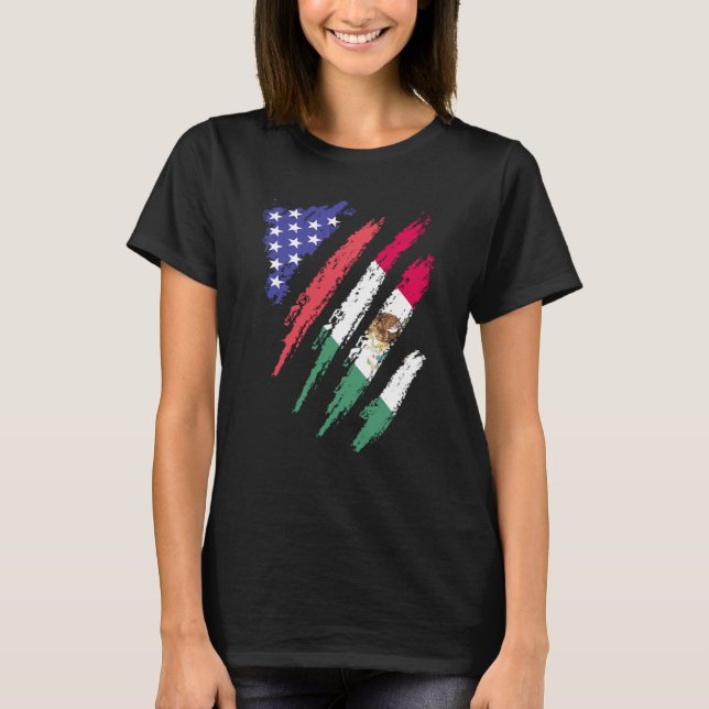 Camiseta Patriota norteamericano mexicano crece sus franjas (Anverso)