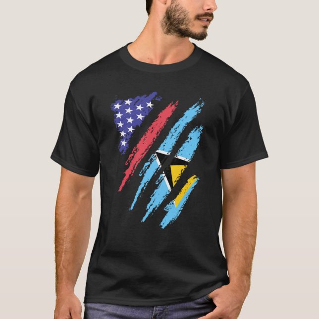 Camiseta Patriota norteamericano santaluciano crece banda d (Anverso)
