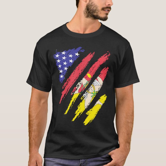 Camiseta Patriota Siciliano Americano Cultiva Banderas de C (Anverso)