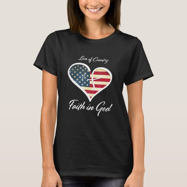 Camiseta Patriotas Fe Cristiana En El Corazón De Dios En Am (Anverso)