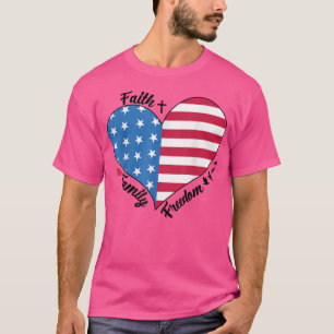 Camiseta Patriotic 4th Of July American Flag Heart Faith Lo