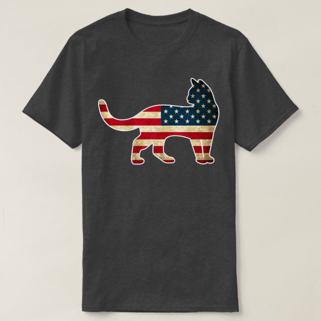 Camiseta Patriotic 4th of July Cat American Flag Premium  (Diseño del anverso)