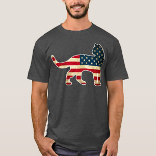 Camiseta Patriotic 4th of July Cat American Flag Premium