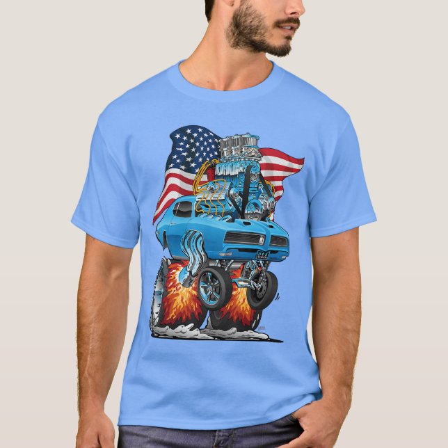 Camiseta Patriotic 60s Muscle Car Funny Dragster USA Hotrod (Anverso)