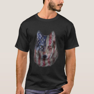 Camiseta Patriotic America Gray Wolf Bust USA