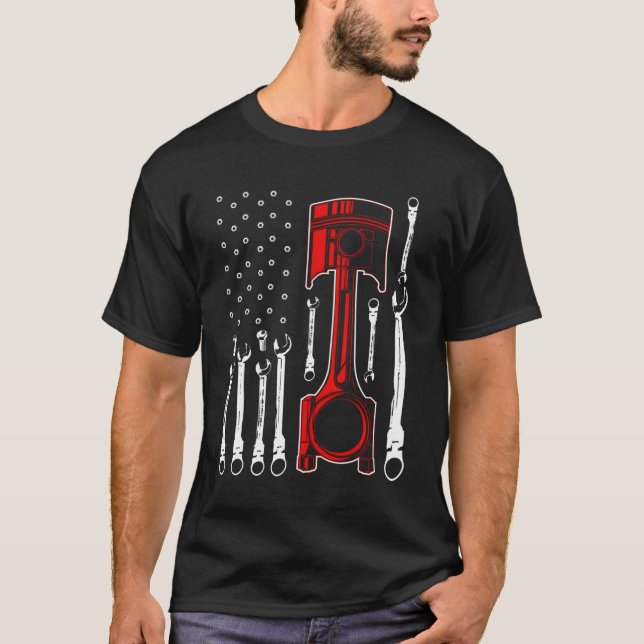 Camiseta Patriotic American Car Mechanic Husband Gift Pisto (Anverso)