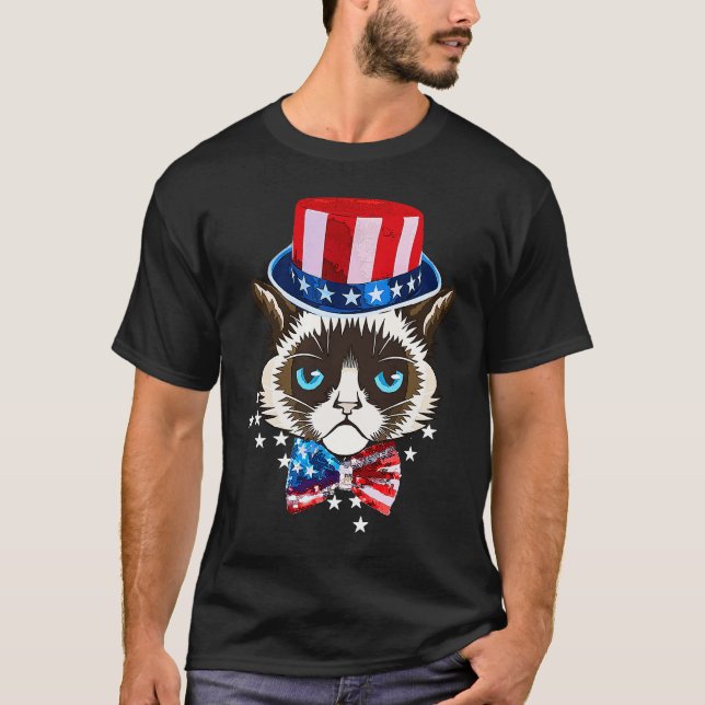 Camiseta Patriotic American Cat America Fourth of July Kitt (Anverso)