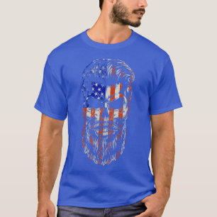 Camiseta Patriotic American Flag Beard Skull 1