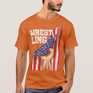 Camiseta Patriotic American Flag Combat Sport Wrestler vint