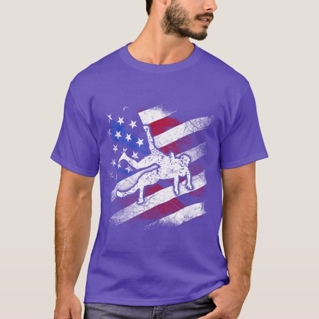 Camiseta Patriotic American Flag Combat Sports Wrestler fun (Anverso)