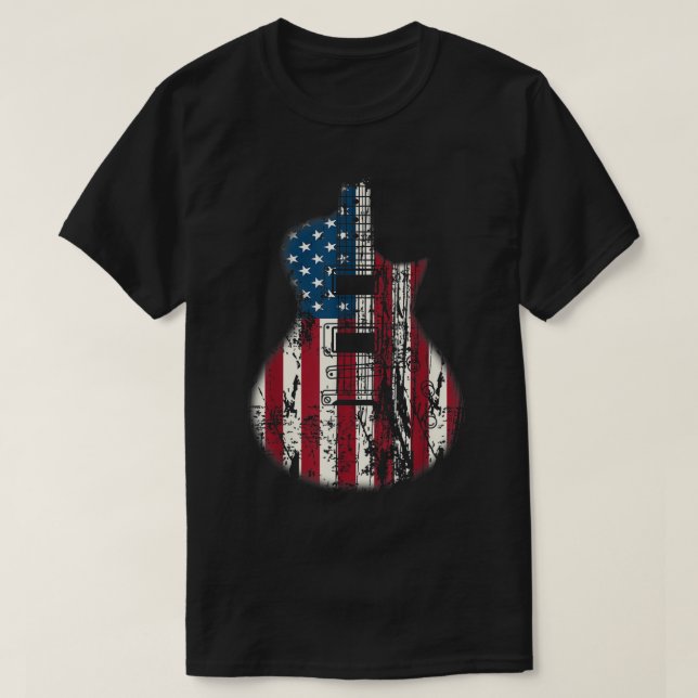 Camiseta Patriotic American Flag Guitar Design (Diseño del anverso)