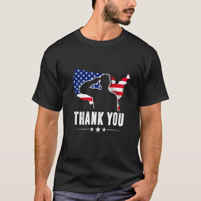 Camiseta Patriotic American Flag Thank You For Your Service (Anverso)