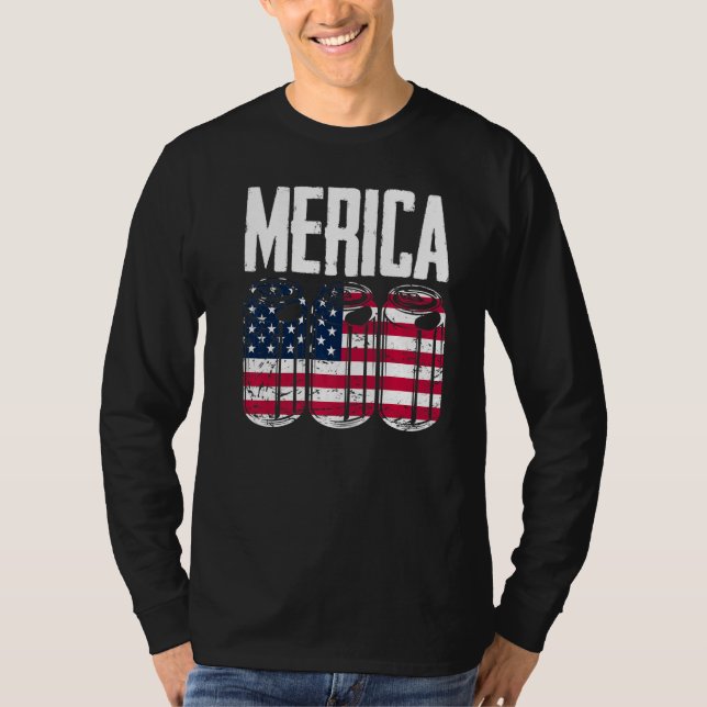 Camiseta Patriotic American USA Bandera Cerveza 4 de Julio (Anverso)