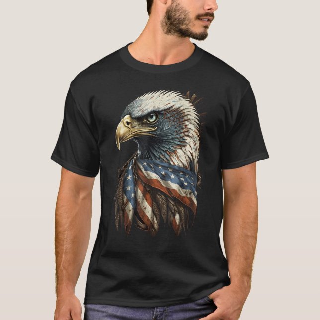 Camiseta Patriotic Bald Eagle 4th Of July Men USA American  (Anverso)