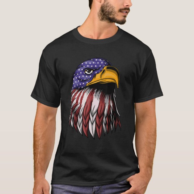 Camiseta Patriotic Bald Eagle Bandera Estadounidense Bander (Anverso)