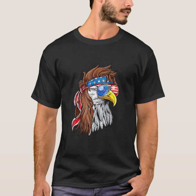Camiseta Patriotic Bald Eagle Mullet Eeuu Bandera Americana (Anverso)