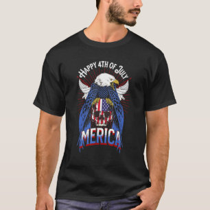 Camiseta Patriotic Bald Eagle Skull Merica American Flag 4t