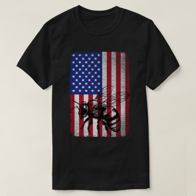Camiseta Patriotic Bee USA Bandera Americana Beekeep (Diseño del anverso)