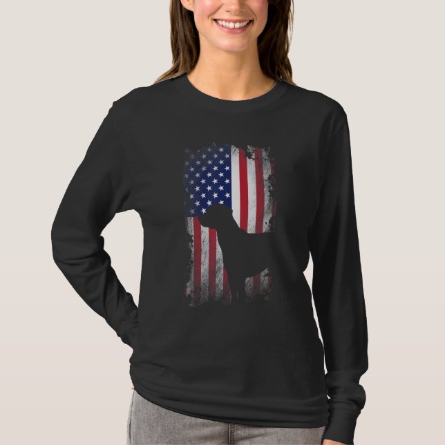Camiseta Patriotic Black Lab Bandera estadounidense Guay Do (Anverso)