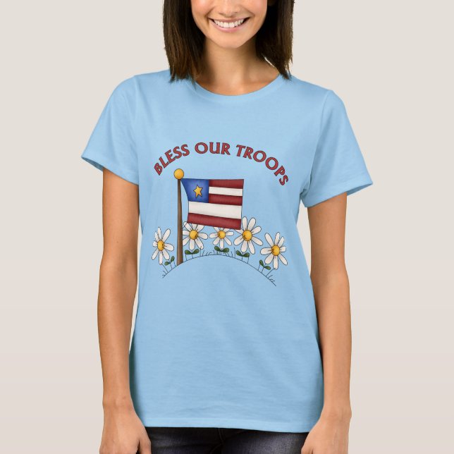 Camiseta Patriotic Bless Our Troops (Anverso)