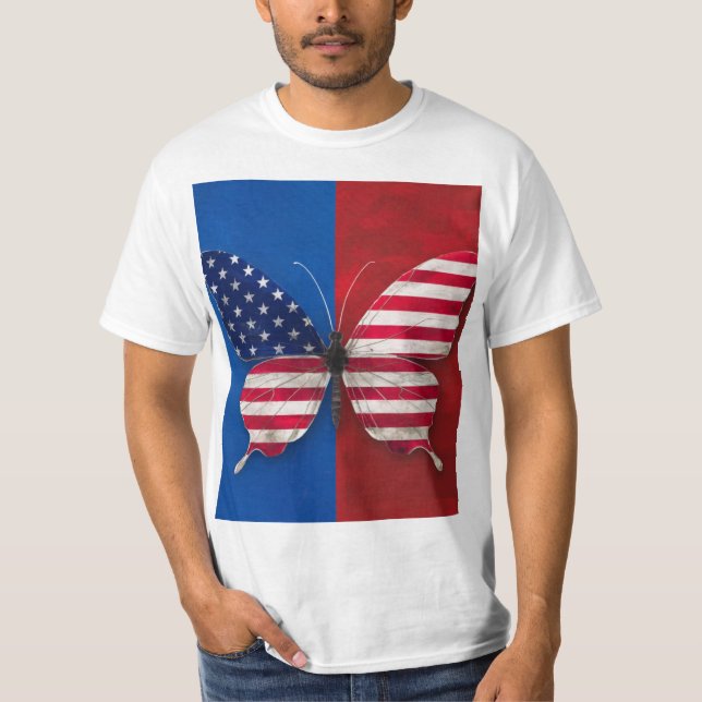 Camiseta "Patriotic Butterfly" - a t-shirt design featuring (Anverso)