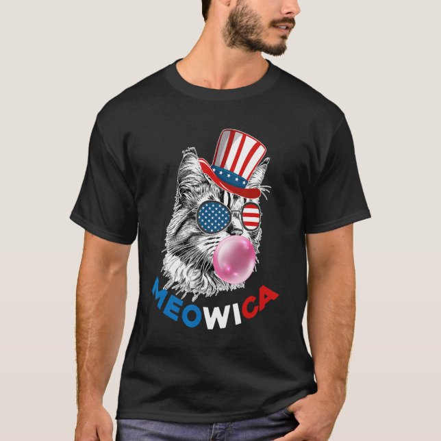 Camiseta Patriotic Cat Meowica Bubblegum 4th of July  Cat (Anverso)