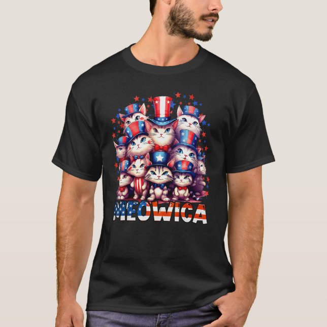 Camiseta Patriotic Cats American Flag 4th of July Meowica (Anverso)