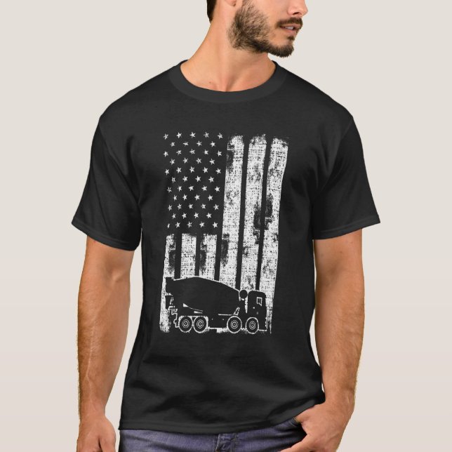 Camiseta Patriotic Cement Truck Driver Concrete Mixer Ameri (Anverso)