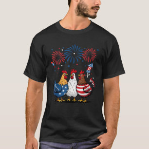 Camiseta Patriotic Chicken Rooster Bandera de Estados Unido
