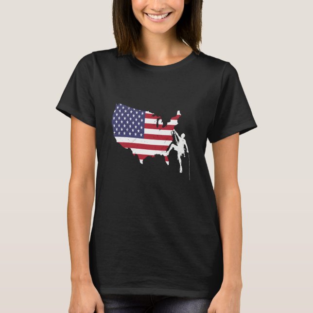 Camiseta Patriotic Climber Bouldering and Rock Climbing Ame (Anverso)