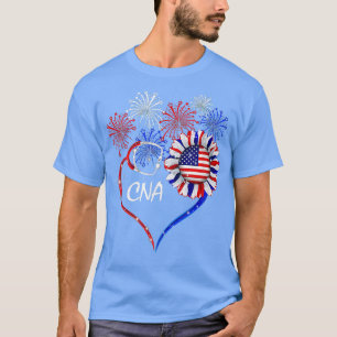 Camiseta Patriotic CNA 4th Of July American Flag Sunflower