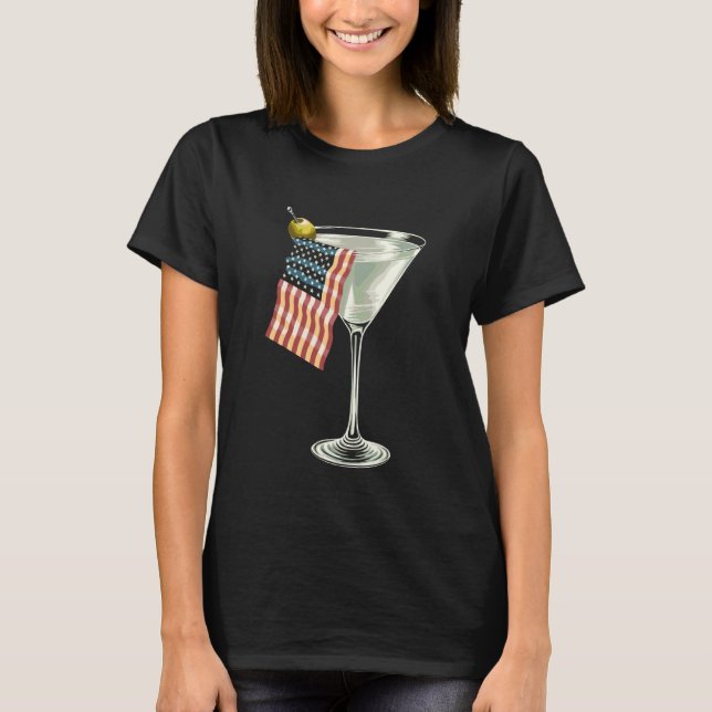 Camiseta Patriotic Cocktail Glass American Flag Design (Anverso)