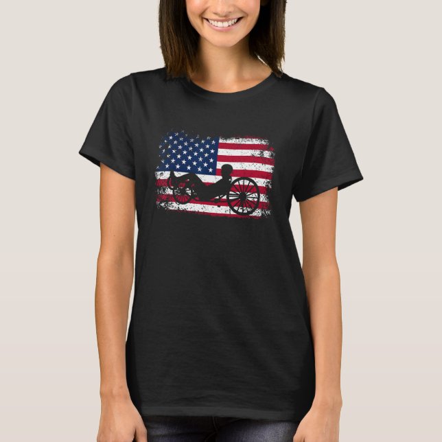 Camiseta Patriotic Cyclist 4th Of July USA Flag Recumbent C (Anverso)
