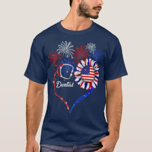 Camiseta Patriotic Dental 4th Of July American Flag Sunflow