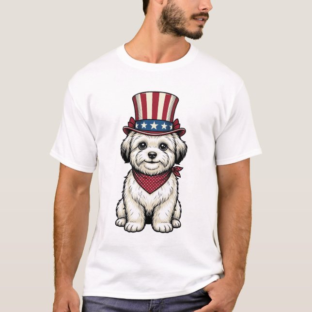 Camiseta Patriotic Dog Vintage Engraving Vector Design_1 (Anverso)
