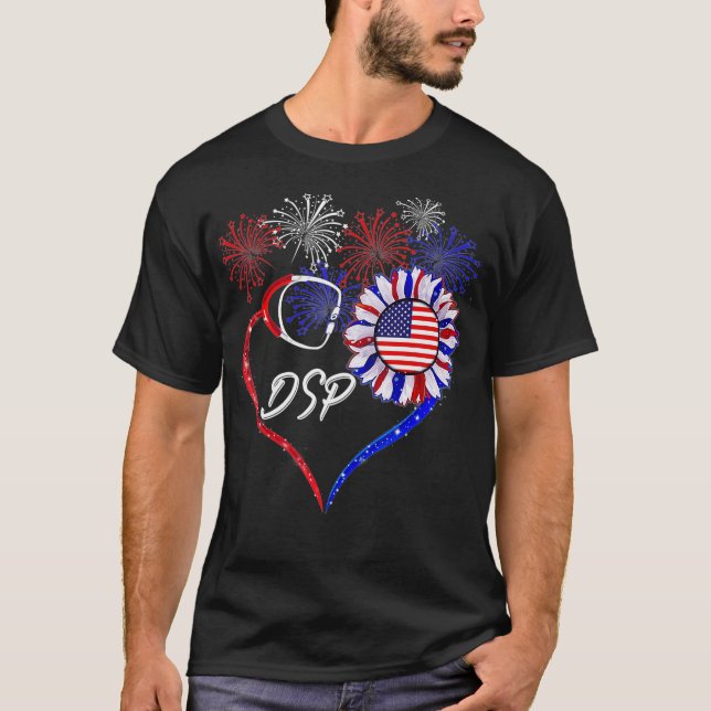 Camiseta Patriotic DSP Sunflower 4th Of July American Flag  (Anverso)