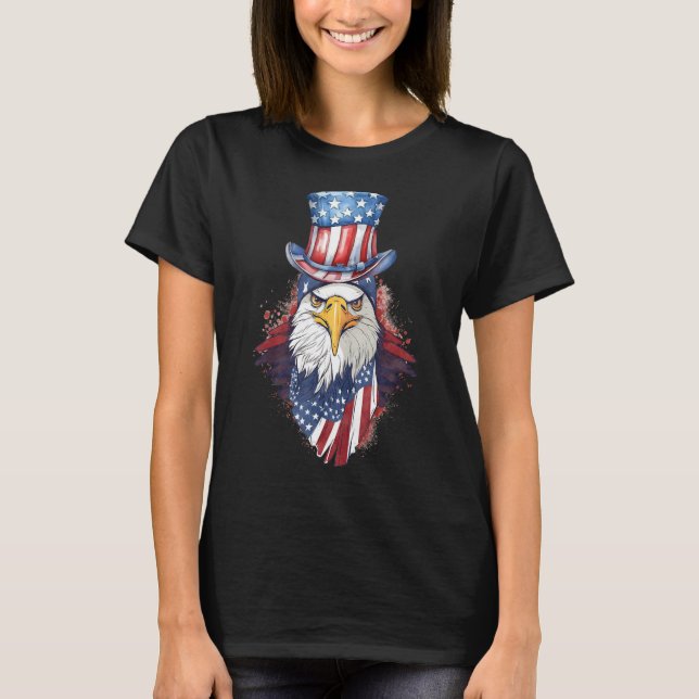 Camiseta Patriotic Eagle 4th of July Uncle Sam Hat USA Amer (Anverso)