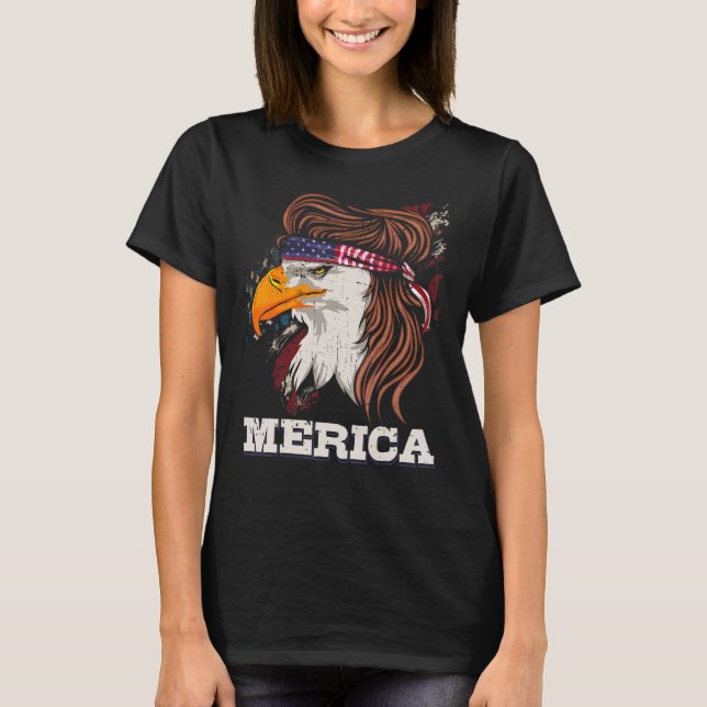 Camiseta Patriotic Eagle Mullet 4 de julio Orgullo American (Anverso)
