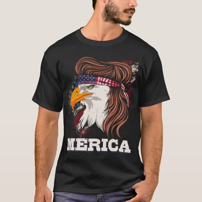 Camiseta Patriotic Eagle Mullet 4 de julio Orgullo American (Anverso)