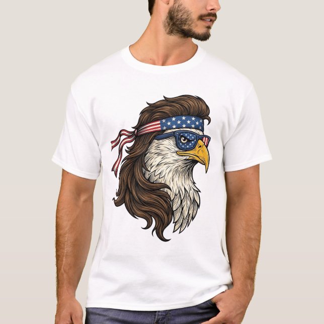 Camiseta Patriotic Eagle Mullet Vintage Engraving Vector De (Anverso)