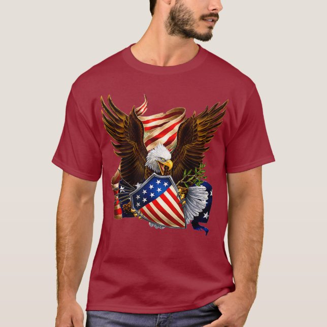 Camiseta Patriotic Eagle Shield flanquea el tee americano 4 (Anverso)