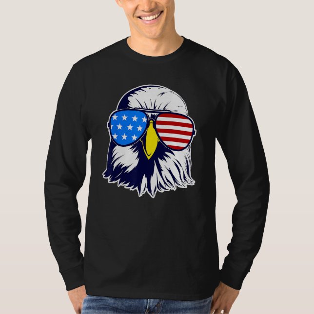 Camiseta Patriotic Eagle with Sunglasses Fourth Of July Men (Anverso)