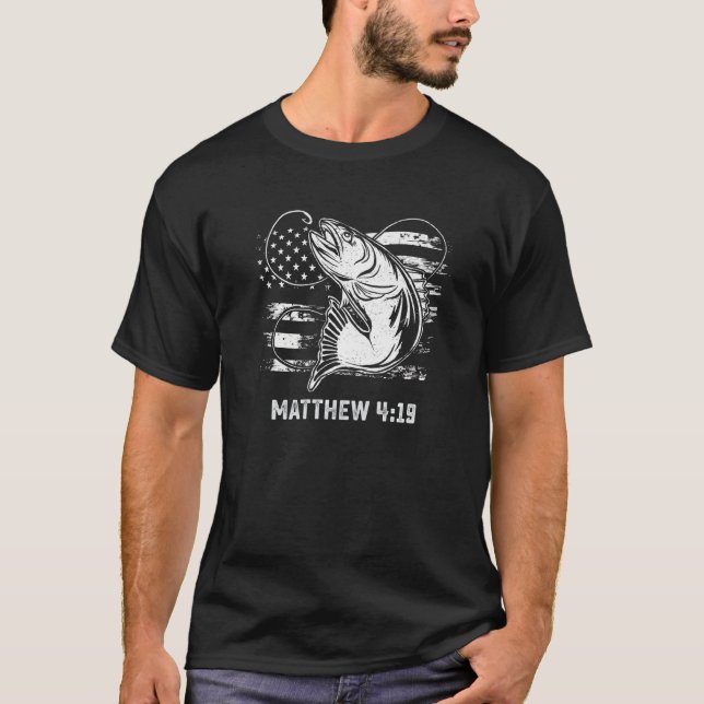 Camiseta Patriotic Fisherman Bible Verse Fishers of Men Mat (Anverso)