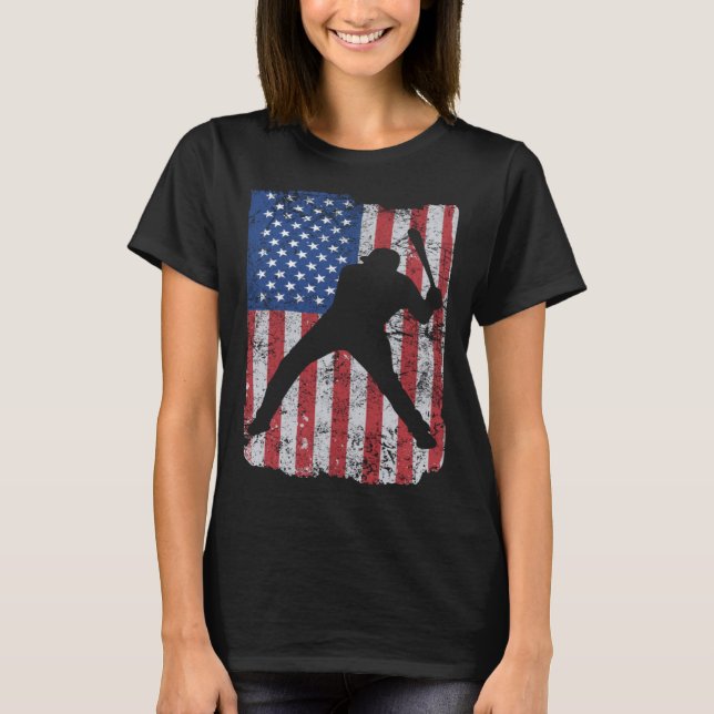 Camiseta Patriotic Flag Baseball Softball 4 Th Of July Play (Anverso)