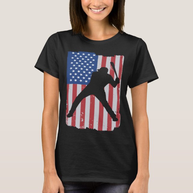 Camiseta Patriotic Flag Baseball Softball 4 Th Of July Play (Anverso)